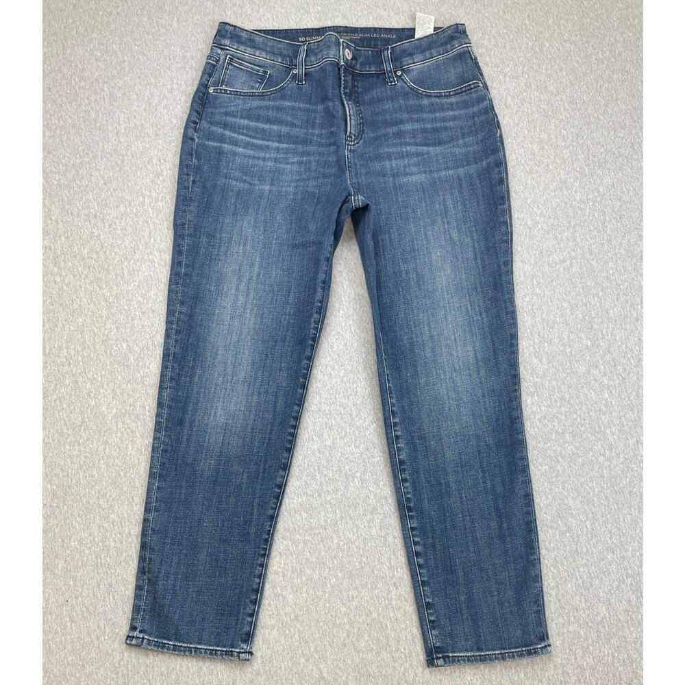 Chicos Jeans Women Size 1 Blue Stretch So Slimming Girlfriend‎ Slim Leg Ankle